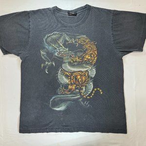 Vintage Rock Chang Black Dragon Tiger Shirt Size Large Great Condition No Holes